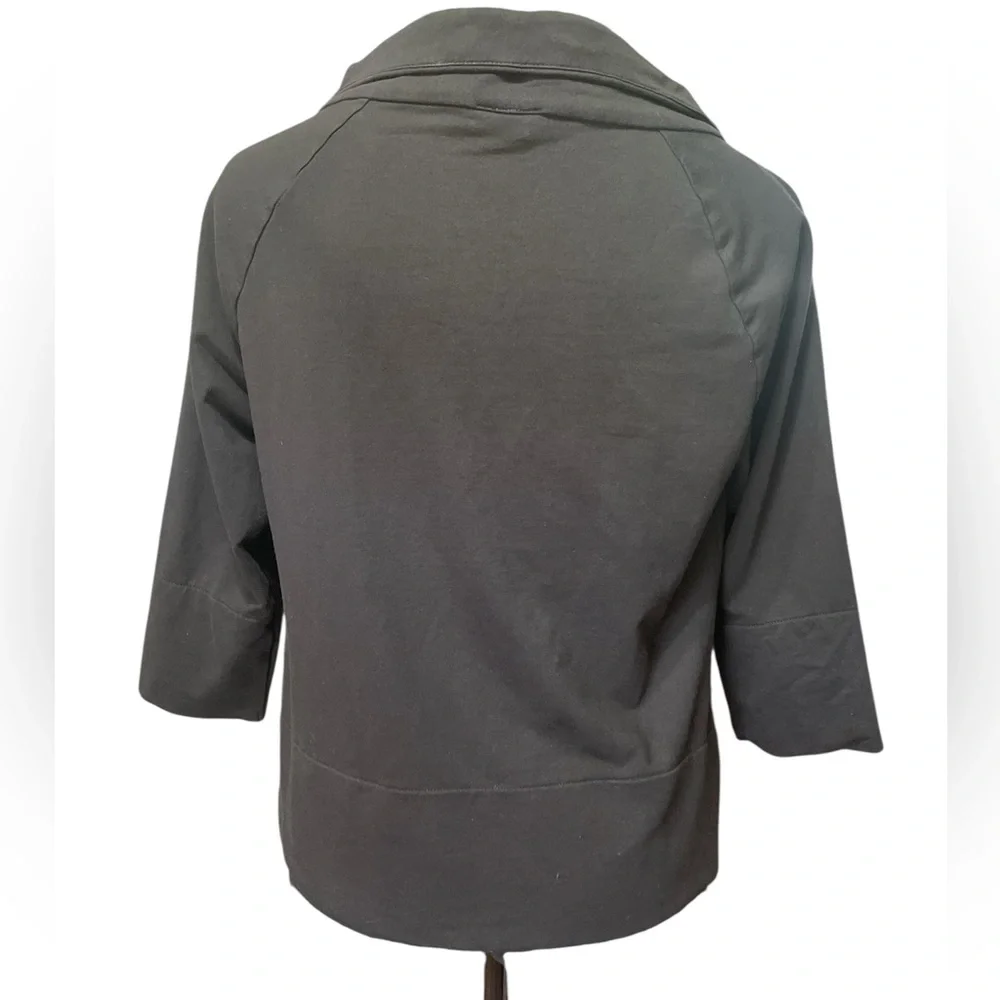 Ann Taylor Black Full Zip Lightweight Jacket 3/4 Length Sleeves Pockets‎ Size M